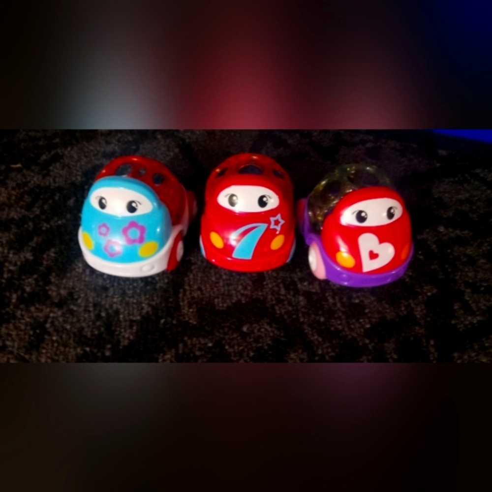 Oilly ball grippers Cute Mini Push Cars Pack Red, Blue & Purple Cute Faces set#3